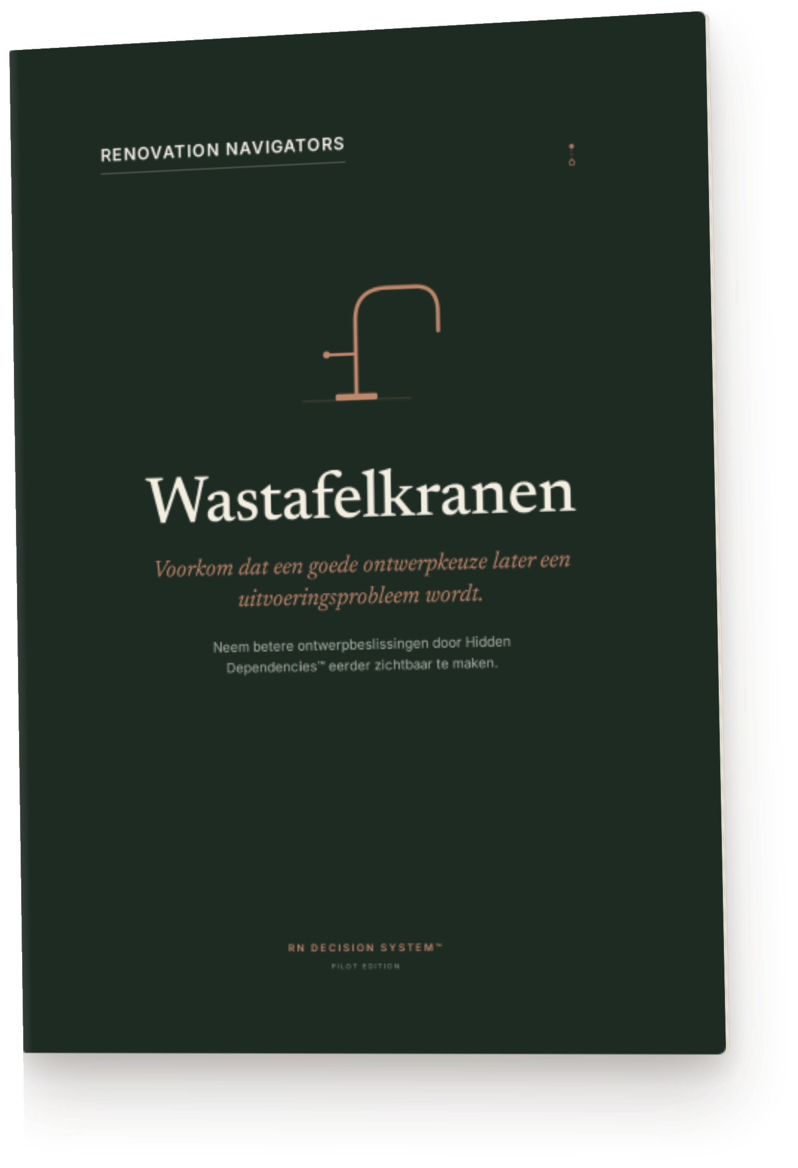RN Decision System™ — Wastafelkranen als gedrukte gids.